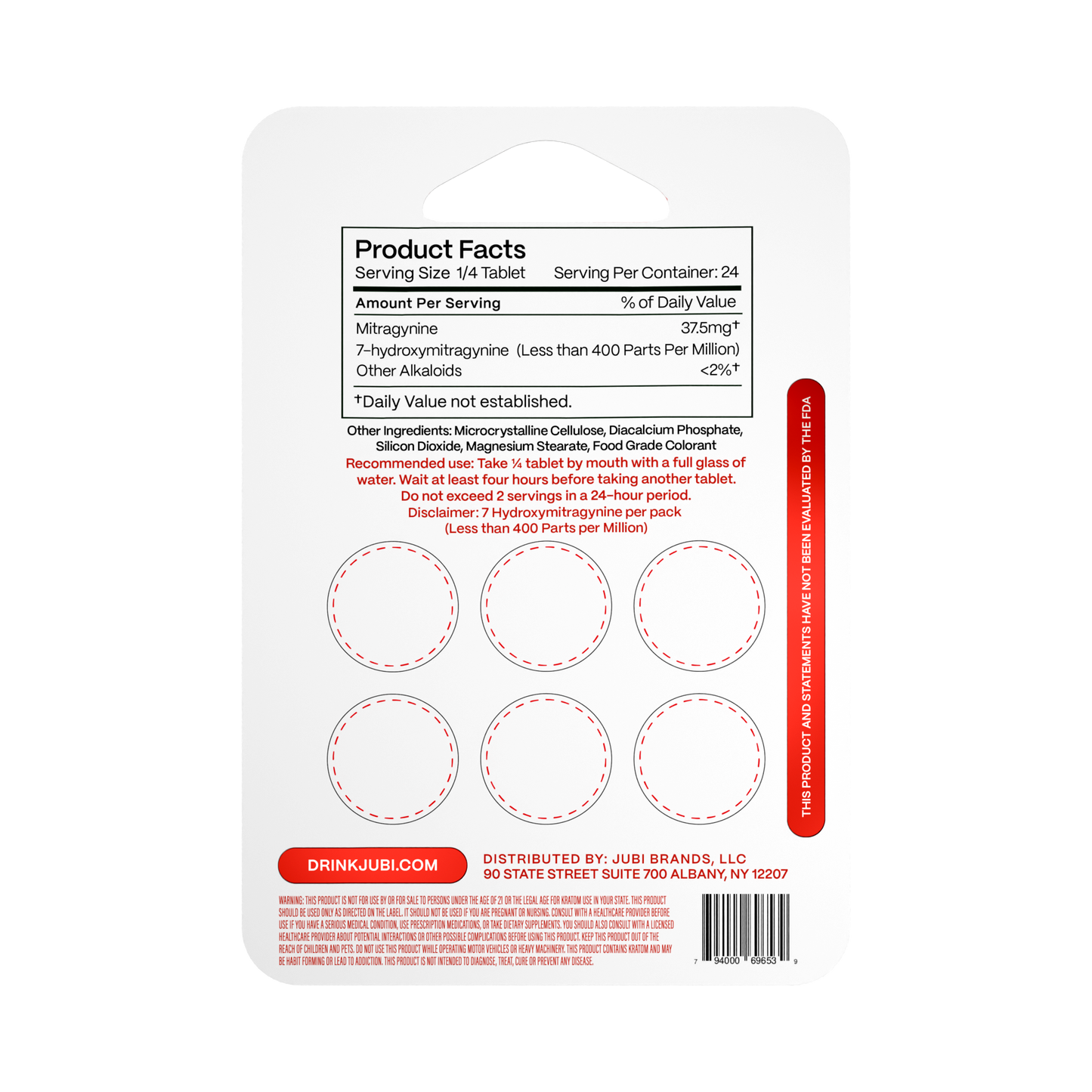 Jubi Advance Kratom 80% Mitragynine Extract Chewable Tablets 6CT 150MG Per Tablet