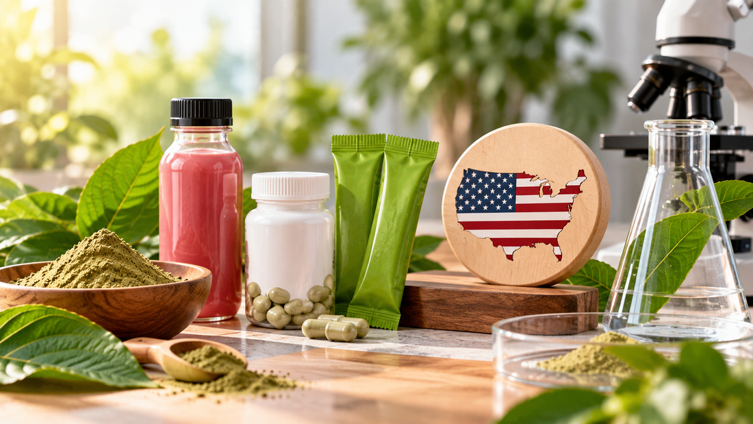 Made in USA and lab-tested functional drinks with kratom and kava products