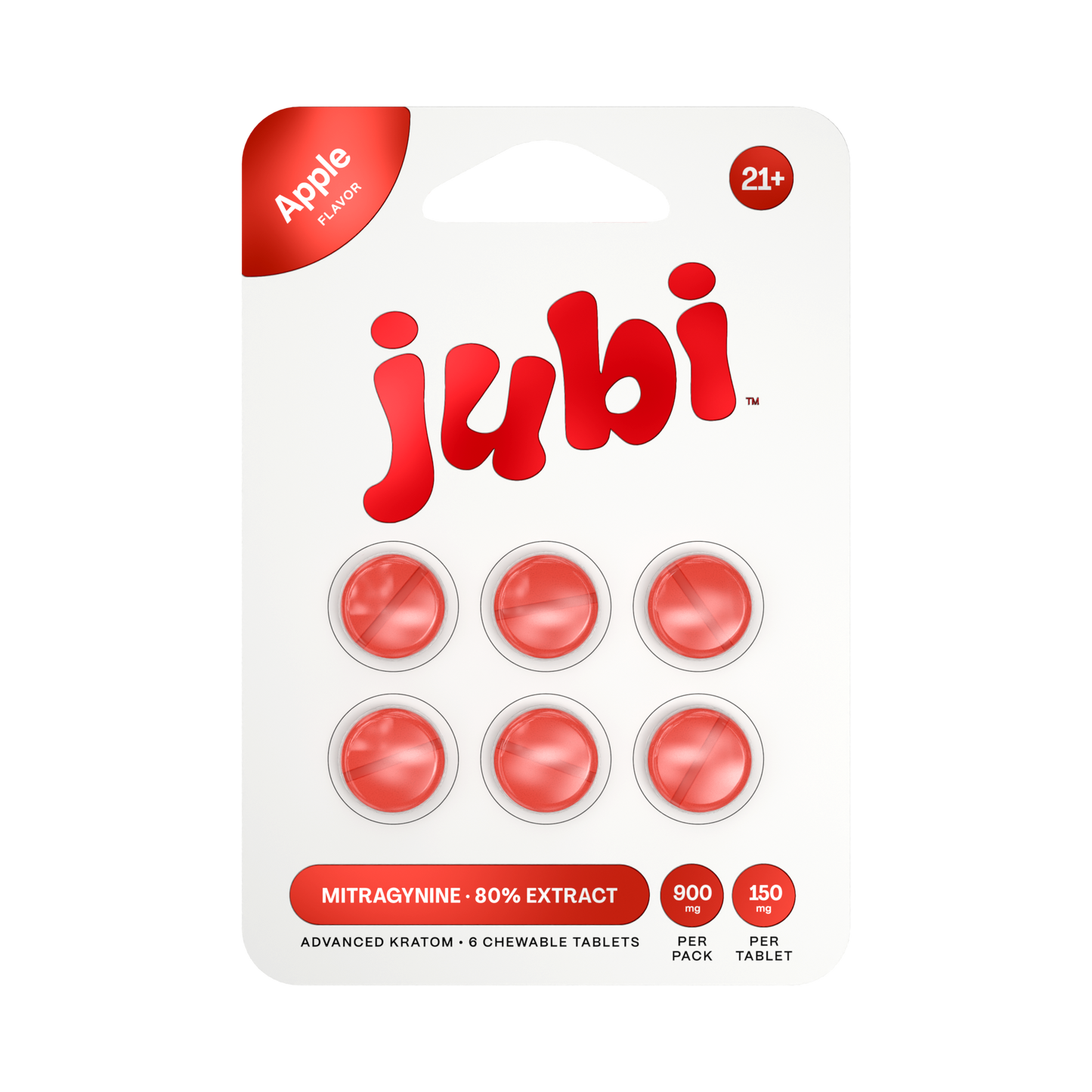 Jubi Advance Kratom 80% Mitragynine Extract Chewable Tablets 6CT 150MG Per Tablet