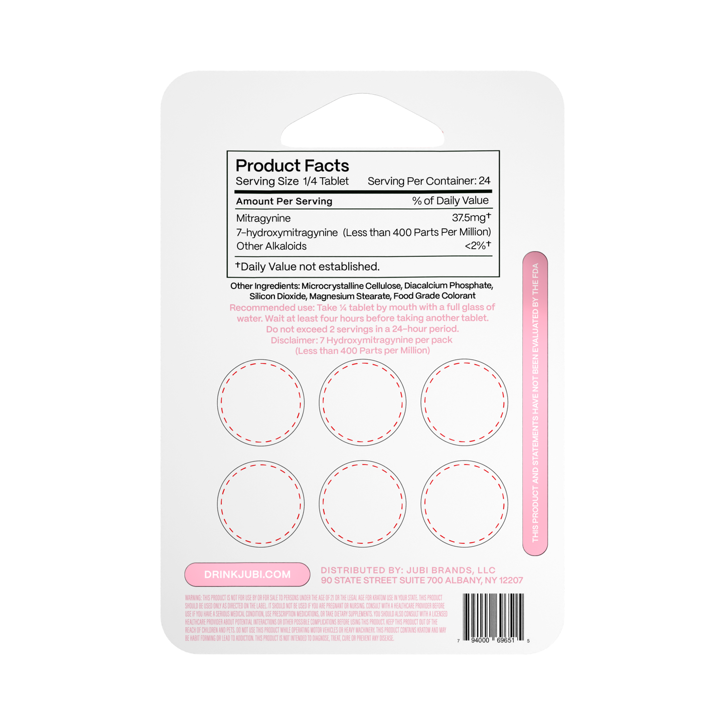 Jubi Advance Kratom 80% Mitragynine Extract Chewable Tablets 6CT 150MG Per Tablet