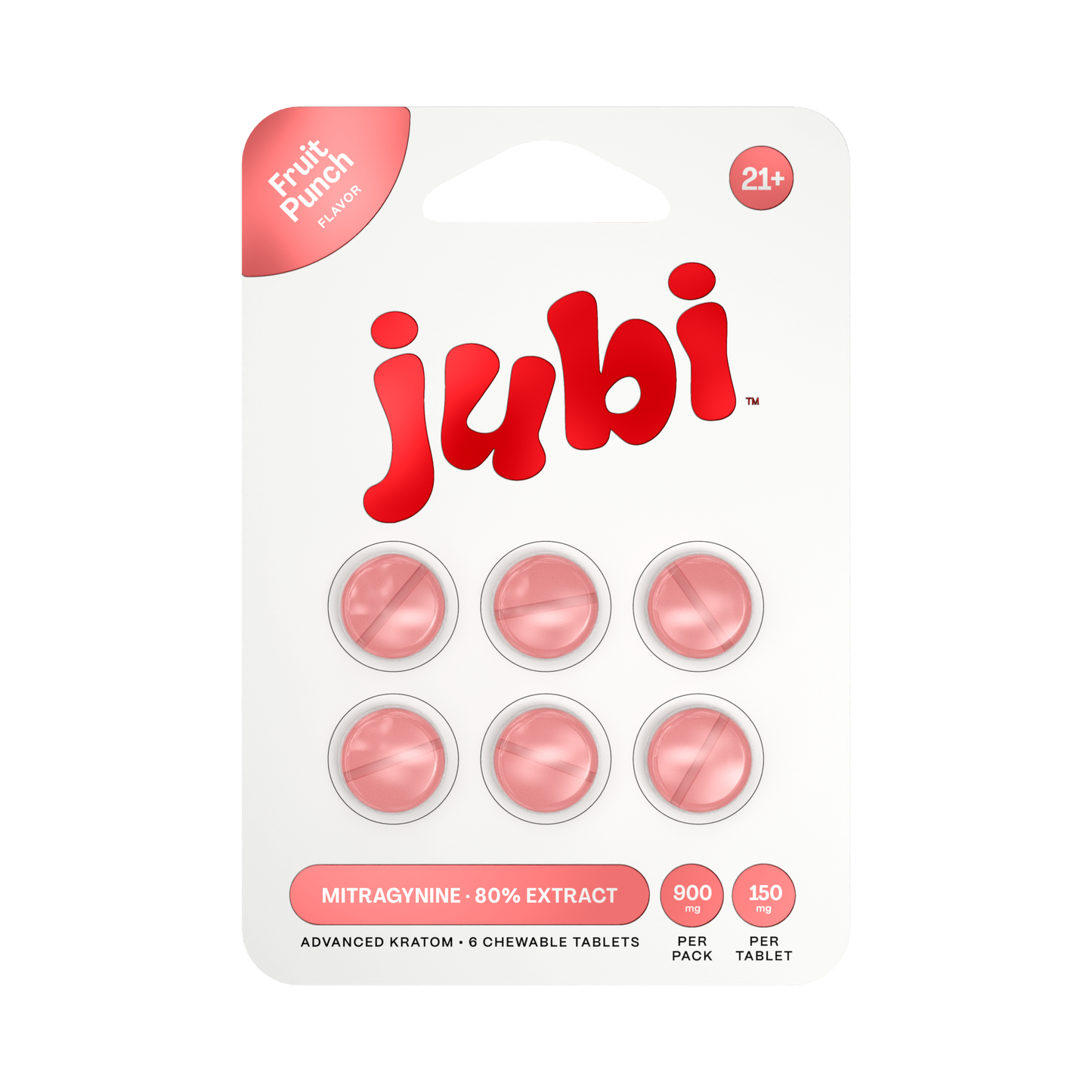 Jubi Advance Kratom 80% Mitragynine Extract Chewable Tablets 6CT 150MG Per Tablet