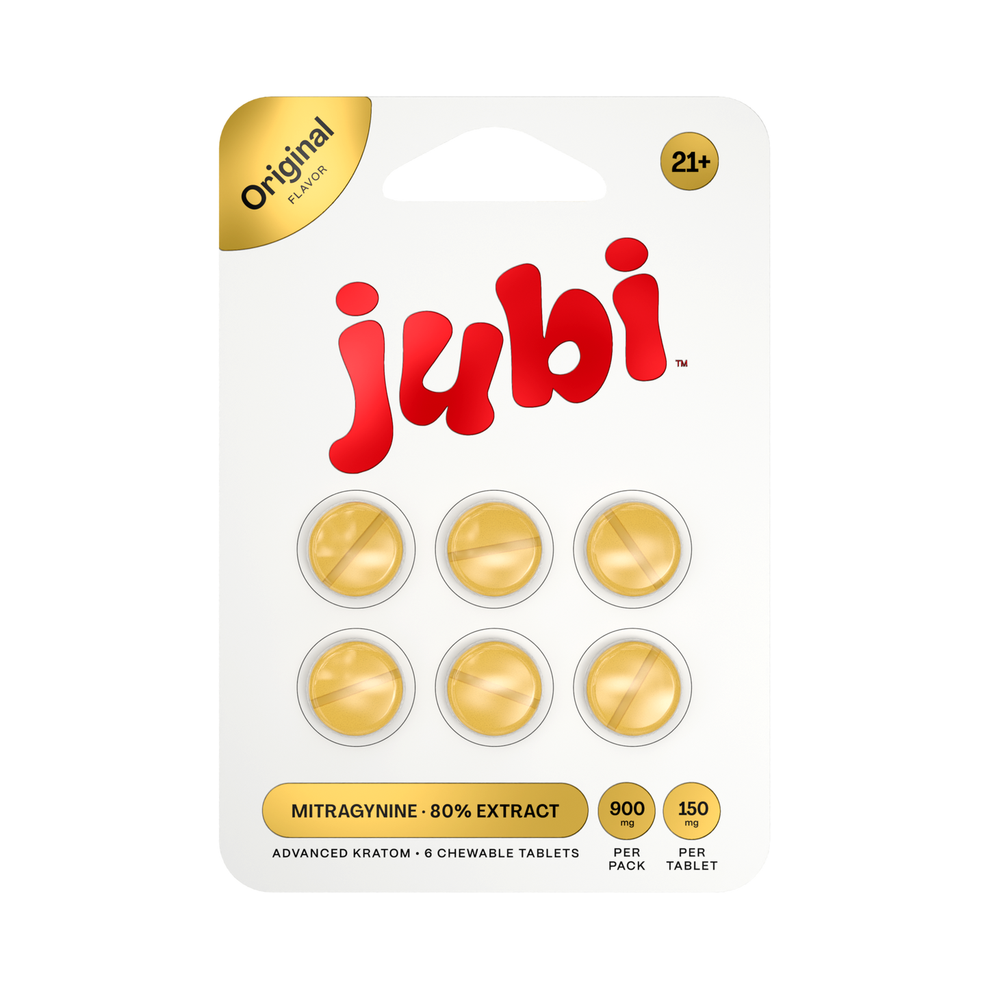 Jubi Advance Kratom 80% Mitragynine Extract Chewable Tablets 6CT 150MG Per Tablet