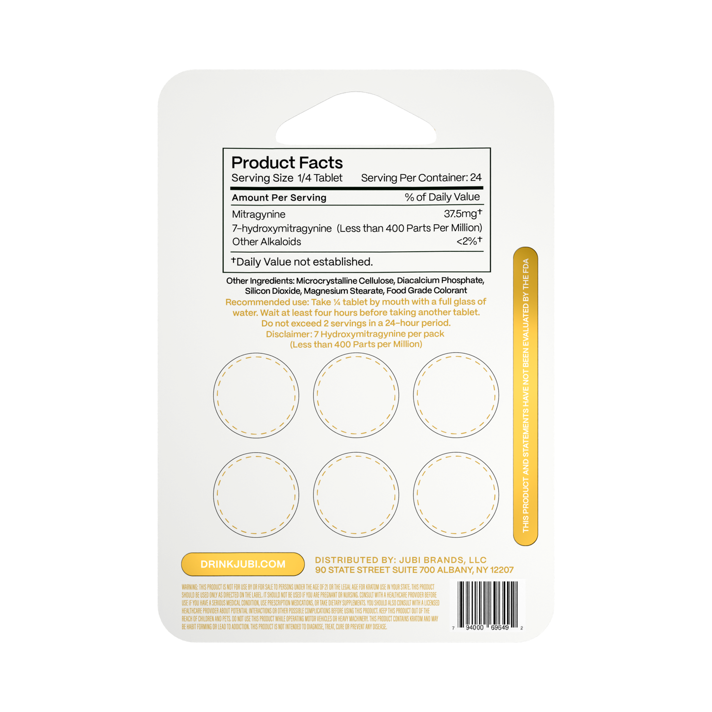 Jubi Advance Kratom 80% Mitragynine Extract Chewable Tablets 6CT 150MG Per Tablet