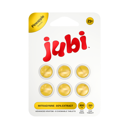 Jubi Advance Kratom 80% Mitragynine Extract Chewable Tablets 6CT 150MG Per Tablet
