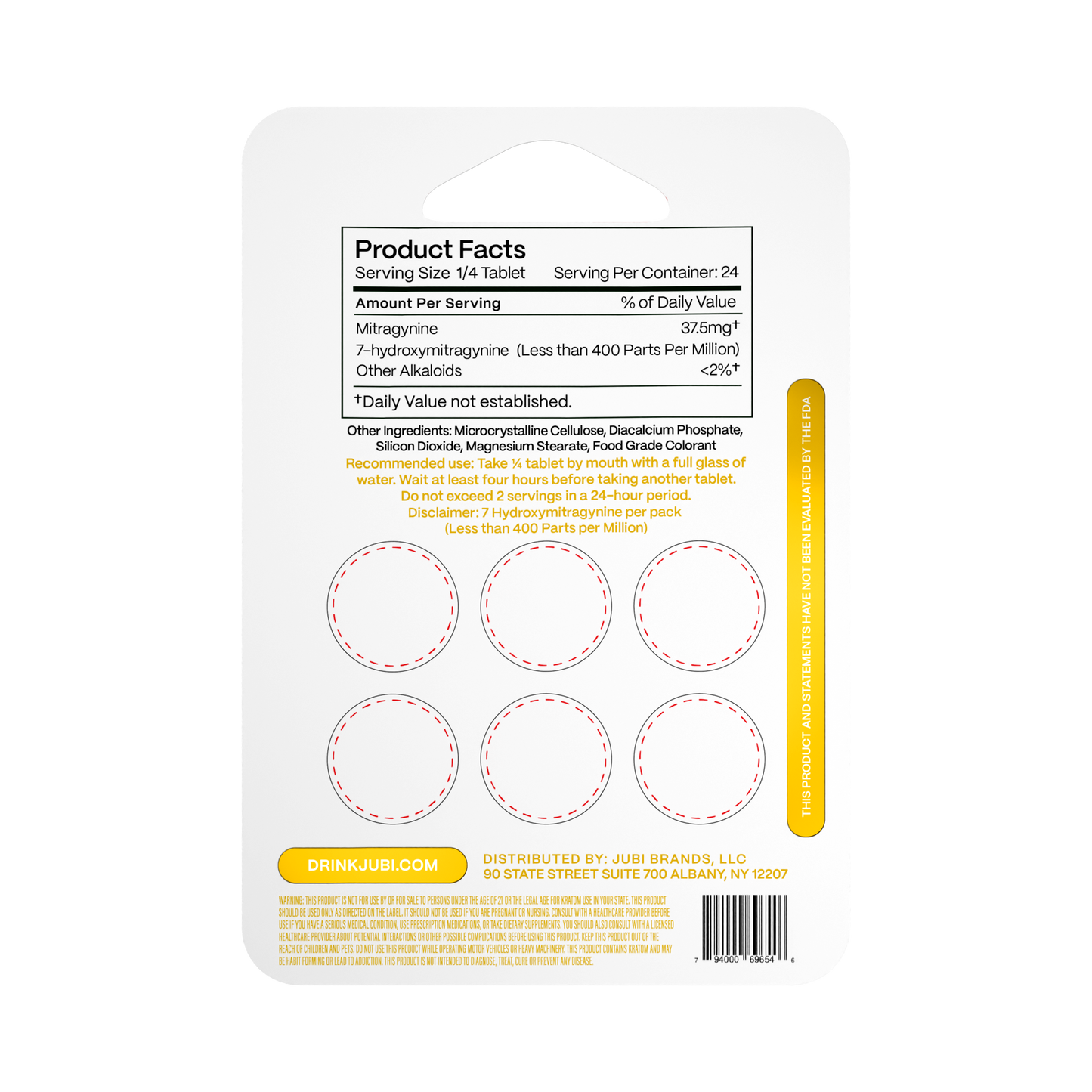 Jubi Advance Kratom 80% Mitragynine Extract Chewable Tablets 6CT 150MG Per Tablet