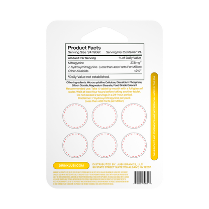 Jubi Advance Kratom 80% Mitragynine Extract Chewable Tablets 6CT 150MG Per Tablet