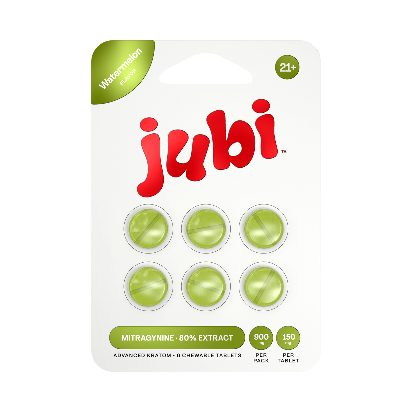Jubi Advance Kratom 80% Mitragynine Extract Chewable Tablets 6CT 150MG Per Tablet