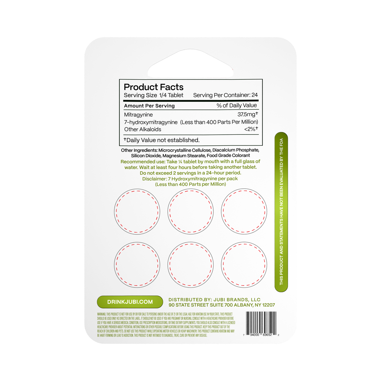 Jubi Advance Kratom 80% Mitragynine Extract Chewable Tablets 6CT 150MG Per Tablet