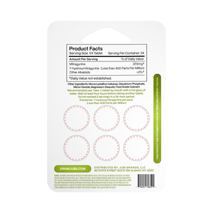 Jubi Advance Kratom 80% Mitragynine Extract Chewable Tablets 6CT 150MG Per Tablet