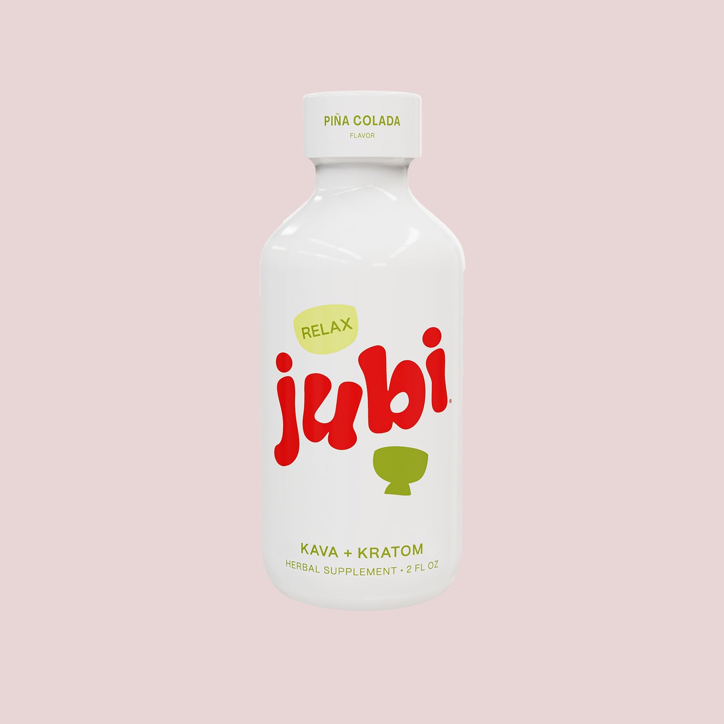 Front view of Jubi Relax Shot bottle.